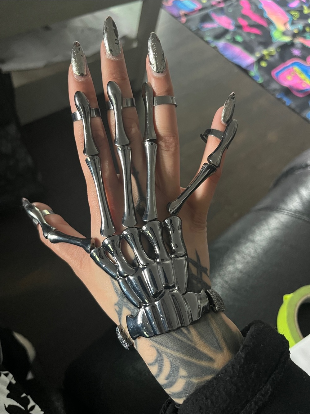 Chrome Skeleton Hand Harness